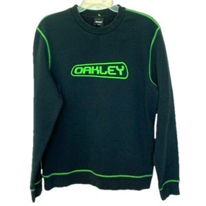 Oakley LG Black Neon Green Pullover Sweatshirt Crew Neck Long Sleeve